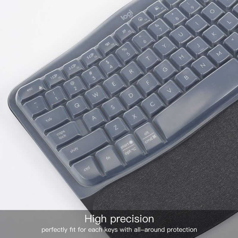 imComor Keyboard Cover Skin for Logitech Wave Keys MK670 Combo Keyboard Skin, Logitech Wave Keys Wireless Ergonomic Keyboard Cover Protector Skin, Logitech Wave Keys Accessories, Clear - Image 2